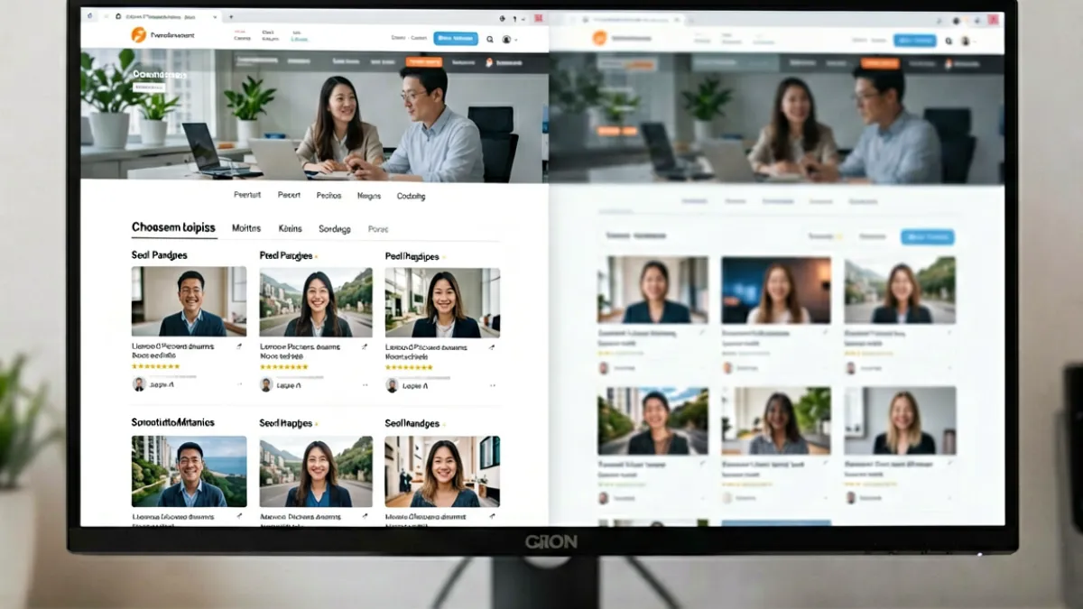多个视频平台界面并排展示的对比示意图，左侧突出显示2014av天堂的资源列表页面